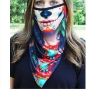 New! Day of the dead neck gaiter w/ear loops